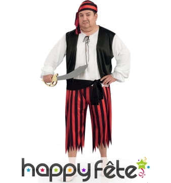 Costume de pirate avec pantalon rouge et noir