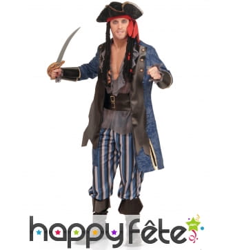 Costume de pirate bleu rayé deluxe