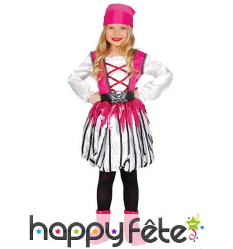 Costume de pirate girly rose et noir pour fille