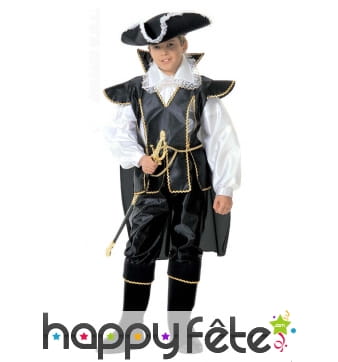 Costume de pirate noir et dentelles, enfant