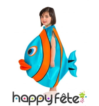 Costume de poisson bleu et orange pour enfant