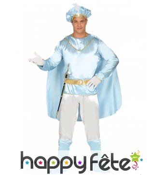 Costume de Prince Charmant effet satiné turquoise