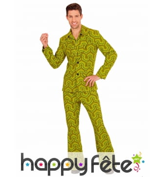 Costume disco psychedelique vert homme