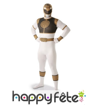 Costume du Power Rangers blanc seconde peau