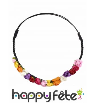 Couronne de petites fleurs multicolores en papier