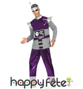 Costume de robot violet futuriste pour homme