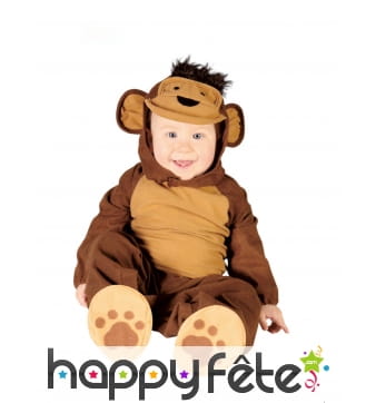 Combinaison de singe avec coiffe pour bébé