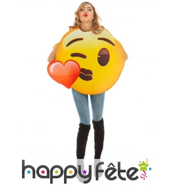 Costume de smiley bisou coeur pour adulte