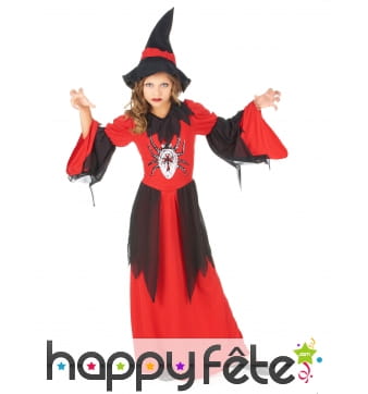 Costume de sorcière araignée rouge pour enfant