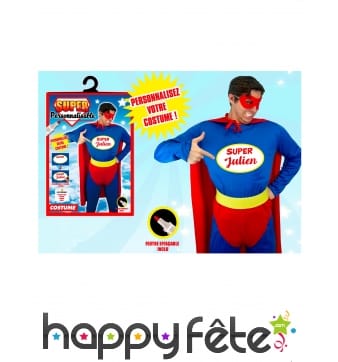 Costume de super héro personnalisable pour homme