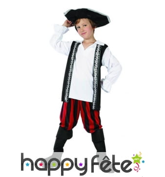 Costume enfant pirate pantalon rouge et noir