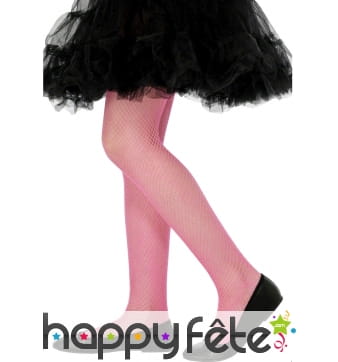 Collants fuschia en résille pour enfant . 6/12 ans