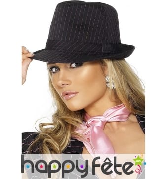 Chapeau gangster femme noir rose