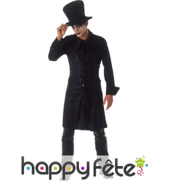 Costume gothique noir de magicien pour homme