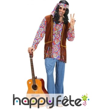 Costume hippie avec haut coloré psychédélique