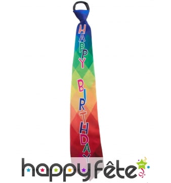 Cravate Happy Birthday multicolore pour adulte