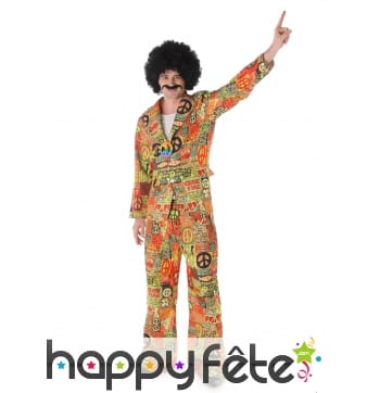 Costume hippie peace and love coloré pour homme