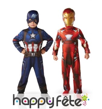 Costumes Iron Man et Captain America enfant