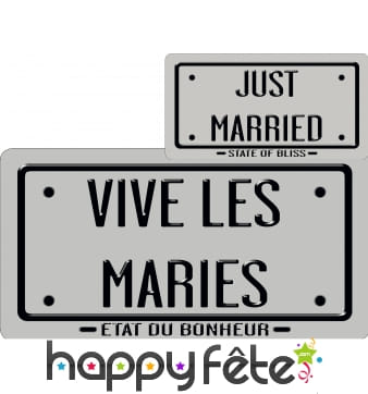 Carton just married/vive les maries argenté