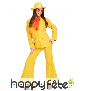 Costume jaune uni années 80 pour femme