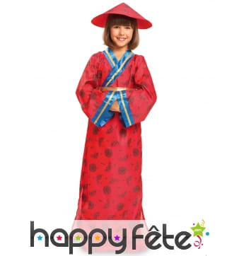 Costume kimono rouge asiatique pour fille