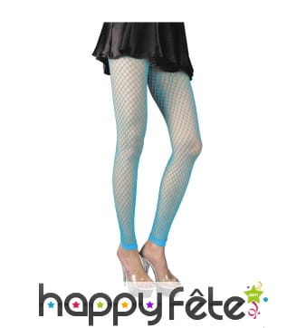 Collants large résille turquoise, sans pieds