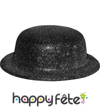 Chapeau melon avec paillettes noir