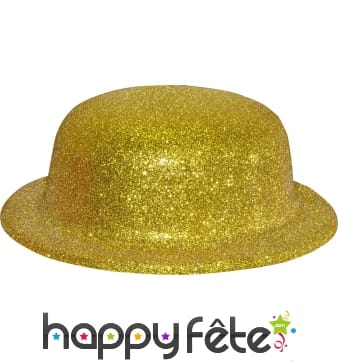 Chapeau melon avec paillettes or