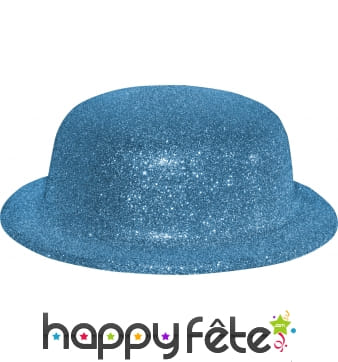 Chapeau melon avec paillettes turquoise