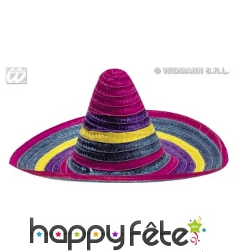 Chapeau mexicain en paille adulte multicolore