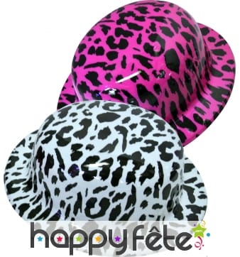 Chapeau melon leopard en plastique