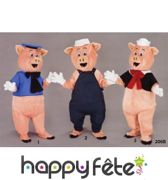 Costume mascotte trois petits cochons