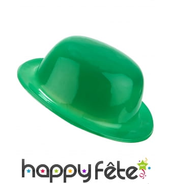 Chapeau melon vert uni en plastique