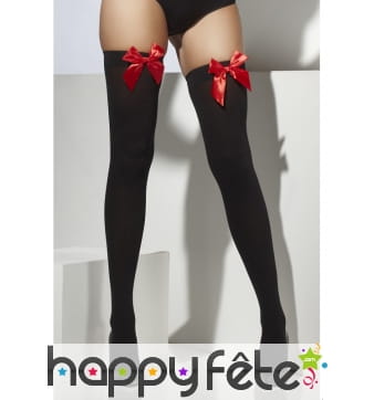 Collants noirs avec noeud rouge