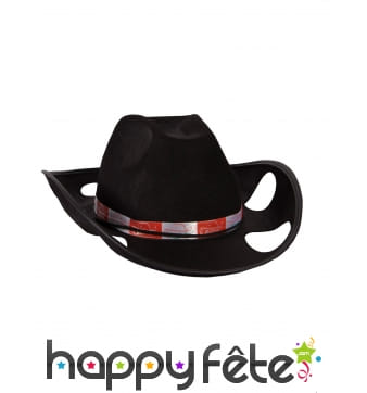 Chapeau noir porte gobelets style cowboy