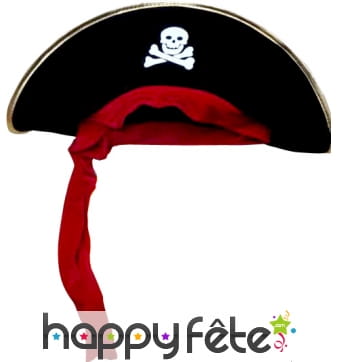 Chapeau pirate avec bandeau rouge