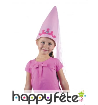 Chapeau pointu de fée rose pour enfant