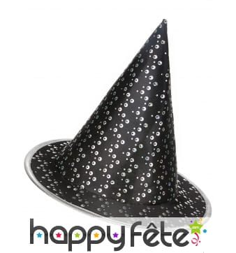 Chapeau pointu noir points blancs pour enfant