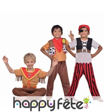 Costume pirate / sherif / indien 3 en 1 enfant