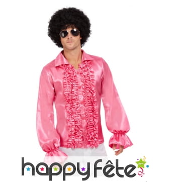 Chemise rose à volants pour homme