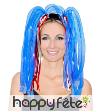 Cheveux rasta bleu lumineux clignotant