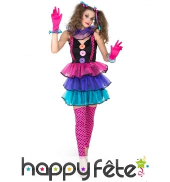 Costume robe de femme clown tutu coloré