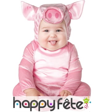 Costume rose de bébé cochon avec cagoule