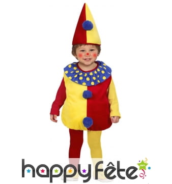 Costume rouge et jaune de petit clown pour bébé