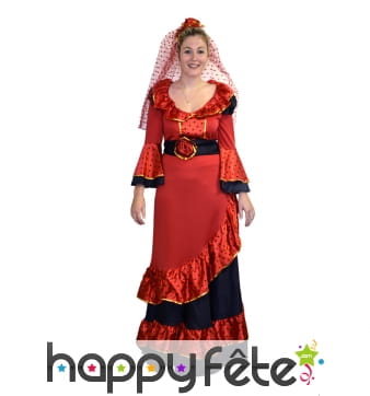 Costume robe flamenco rouge à poids