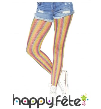 Collants résilles multicolores pour adulte