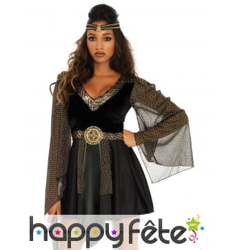 Costume robe noire courte de gladiatrice