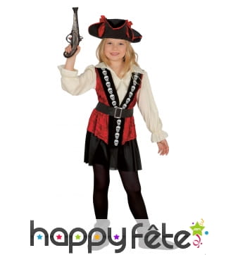 Costume robe noire rouge de pirate pour enfant