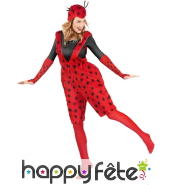 Costume salopette de peluche coccinelle adulte