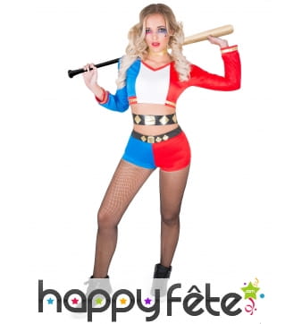 Costume shorty de harley quinn pour femme